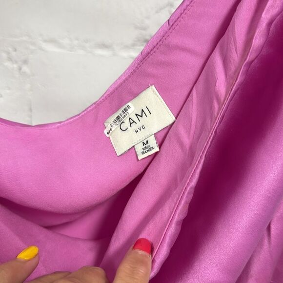 Elegant Pink One-Shoulder Dress - 100% Silk CAMi NYC - Size Medium - NWOT - Picture 2 of 2